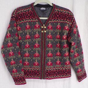 Vintage Icelandic Design Atlandia Sweater Size S 100% Wool Cardigan Zip Lined